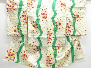 大正ロマン　水玉模様織り出し銘仙単衣子供着物